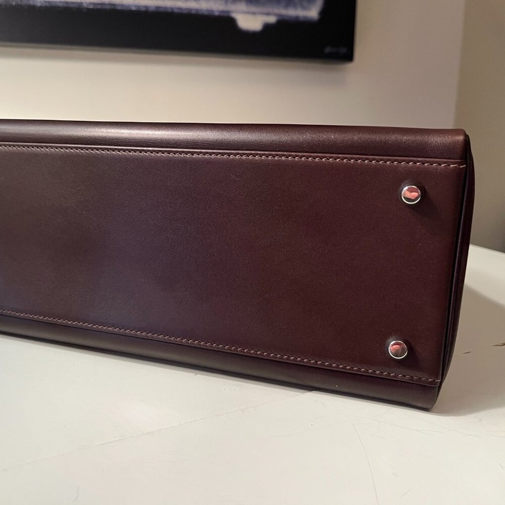 Wirkin Designer Inspired Kelly Chocolate Brown Swift Smooth Leather 32 CM Bag - Picture 6 of 12